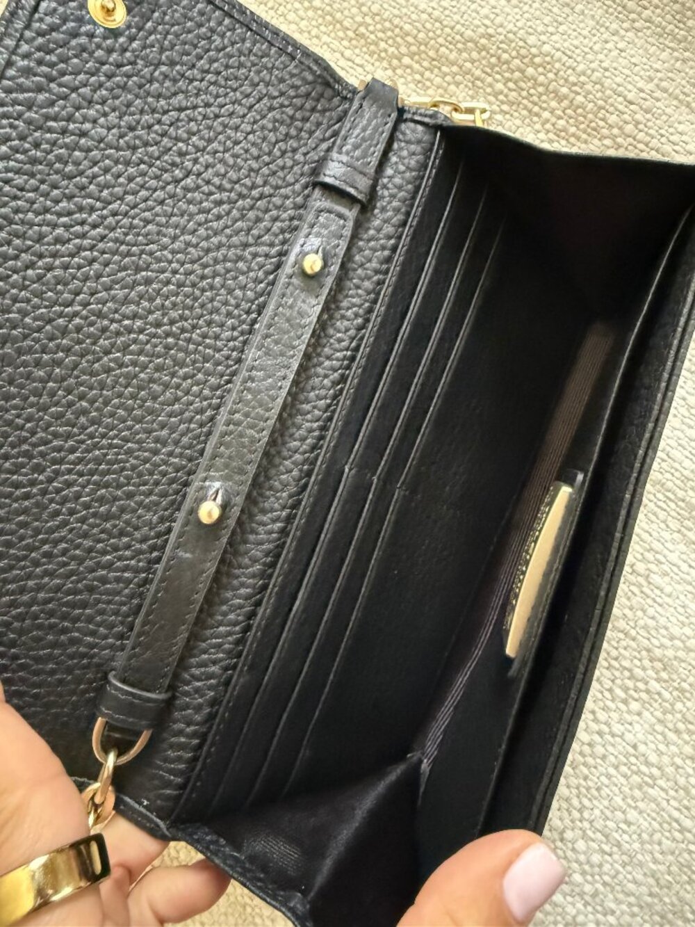 Valentino by Mario Valentino black leather wallet on chain/crossbody bag with go - Picture 5 of 5